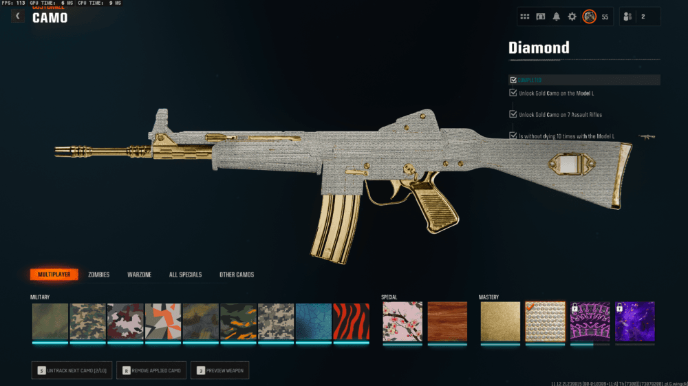 Black Ops 6 | 19 Diamond Camos + 6 Gold Camos Prestige 1 | 50 Wins Done | Handmade | Full access - Image 10