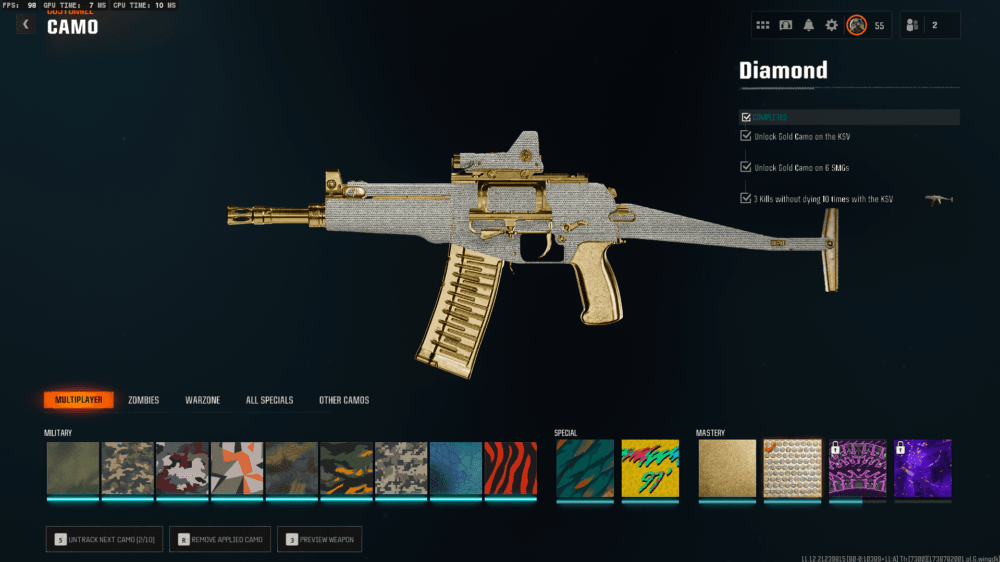 Black Ops 6 | 19 Diamond Camos + 6 Gold Camos Prestige 1 | 50 Wins Done | Handmade | Full access - Image 17