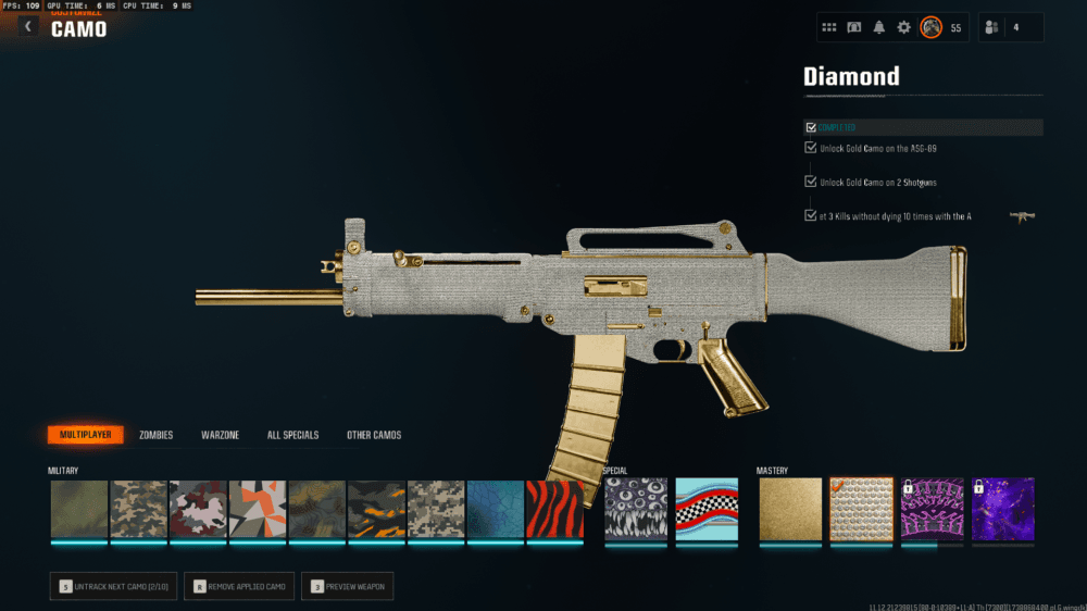 Black Ops 6 | 19 Diamond Camos + 6 Gold Camos Prestige 1 | 50 Wins Done | Handmade | Full access - Image 23