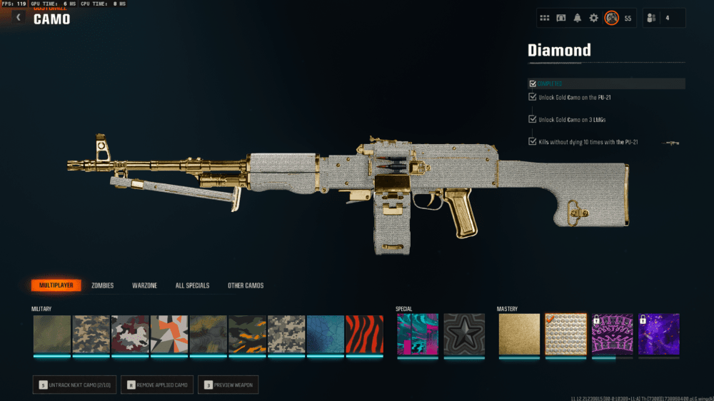 Black Ops 6 | 19 Diamond Camos + 6 Gold Camos Prestige 1 | 50 Wins Done | Handmade | Full access - Image 27