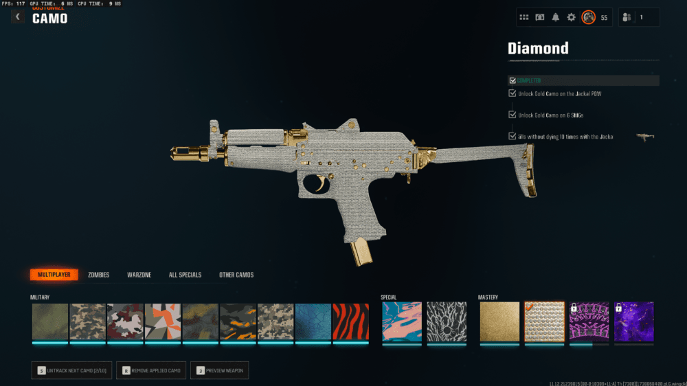 Black Ops 6 | 19 Diamond Camos + 6 Gold Camos Prestige 1 | 50 Wins Done | Handmade | Full access - Image 35