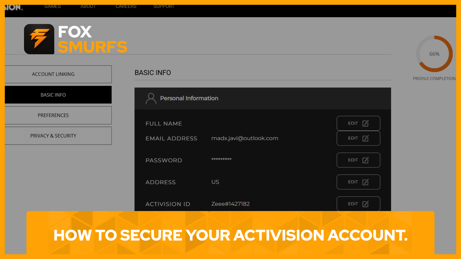 secure Activision account
