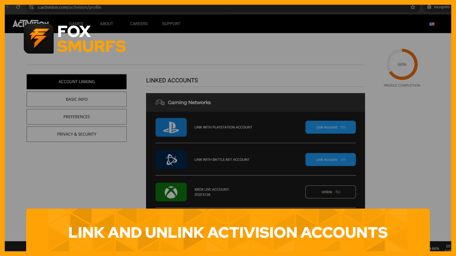 link and unlink Activision accounts